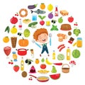 Vector Illustration Of Children Food Concept