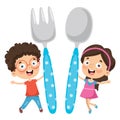 Vector Illustration Of Children Food Concept