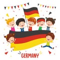 Vector Illustration Of Children Holding Germany Flag Royalty Free Stock Photo