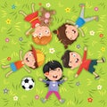 Vector Illustration Of Children Lying