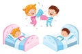 Vector Illustration Of Children In Pajamas