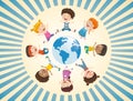 Vector Illustration Of Children Playing Around The World