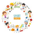 Vector Illustration Of Children Sports Concept Design