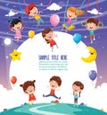 Vector Illustration Of Children Swinging