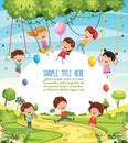 Vector Illustration Of Children Swinging