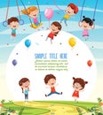 Vector Illustration Of Children Swinging