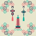 Vector illustration of China symbol color set