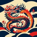 Vector illustration of a Chinese dragon on a colorful background. Vector illustration. AI generated Royalty Free Stock Photo