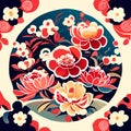 Vector illustration of a Chinese porcelain bowl with floral ornament. AI Generated Royalty Free Stock Photo