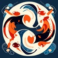 Vector illustration of Chinese zodiac sign Aquarius. Horoscope symbol. Generative AI Royalty Free Stock Photo