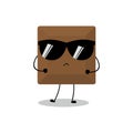 Vector illustration of chocolate character with various cute expression, funny, sunglasses,