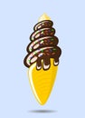 Vector illustration of chocolate ice cream cone Royalty Free Stock Photo