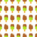 Vector illustration of the chocolate ice cream pattern. Royalty Free Stock Photo