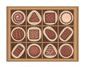 Vector illustration of chocolates candies in a box