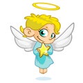 Vector illustration of Christmas angel with nimbus and star Royalty Free Stock Photo