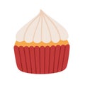 Vector illustration of Christmas cupcake with whipped cream