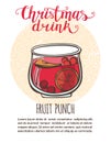 Vector illustration with Christmas drink Fruit punch Royalty Free Stock Photo