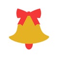 Vector. Christmas festive golden bell. Flat style Royalty Free Stock Photo