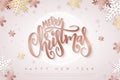 Vector illustration of christmas greeting card with hand lettering label - merry christmas - with stars, sparkles Royalty Free Stock Photo