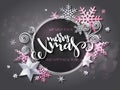 Vector illustration of christmas greeting card with hand lettering label