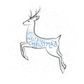 Vector illustration of Christmas greeting with leaping deer