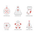 Vector Illustration of Christmas icons outline. Set Christmas icons. Royalty Free Stock Photo