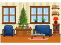 Festive vector room for New year and Christmas. Royalty Free Stock Photo