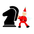 Vector illustration christmas red santa claus play strategy chess flat design cartoon style