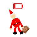 Vector illustration christmas red santa worker tired low energy flat design cartoon style