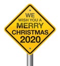 Vector illustration of christmas road sign 2020 Royalty Free Stock Photo