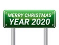 Vector illustration of christmas road sign 2020 Royalty Free Stock Photo