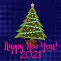 Illustration Christmas tree new year 2021