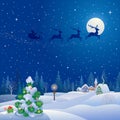 Christmas tree and Santa sleigh Royalty Free Stock Photo