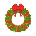 Vector illustration of christmas wreath concept. Flat style.