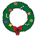 Vector illustration of Christmas wreath single element.