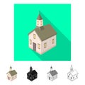 Vector design of church and christian icon. Set of church and steeple stock vector illustration.