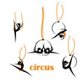 Vector illustration of a circus gymnast on a hoop spinning.