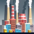 vector illustration city with air highly polluting, isolated design