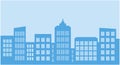 Vector illustration City. High-rise buildings in a flat style. Roofs, windows, walls in blue and blue. Background Royalty Free Stock Photo