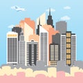 Vector illustration of a city on a Sunny day