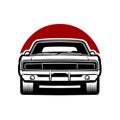 Vector illustration of classic American muscle car front view isolated Royalty Free Stock Photo