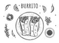 Authentic mexican food burito set Royalty Free Stock Photo