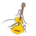 Vector illustration classical acoustic guitar isolated on white background Royalty Free Stock Photo