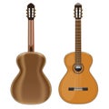 Vector illustration of classical guitar, front and back view. Royalty Free Stock Photo