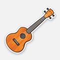 Sticker of small classical wooden guitar Royalty Free Stock Photo