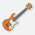 Sticker of wooden rock electro or bass guitar Royalty Free Stock Photo
