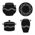 Vector illustration of clayware and kitchen symbol. Set of clayware and tableware stock vector illustration.