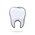 Vector illustration. Clean healthy human tooth. Symbol of somatology and oral hygiene. Graphic design with contour
