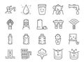 Clean water line icon set. Included icons as drink, drinkable, filter, purifiers, moisture and more.