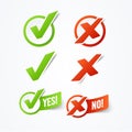 Vector Illustration Yes or No check mark stickers labels Royalty Free Stock Photo